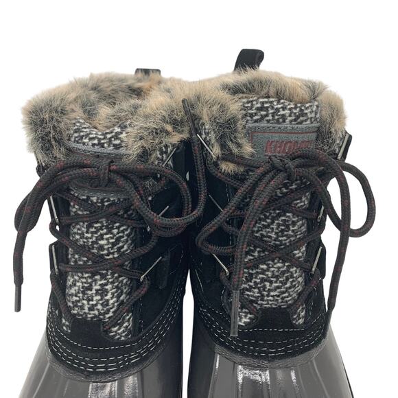 Khombu Keri Suede Duck Boots Women's Sz 7 Black Waterproof Lace Up Ankle - Picture 3 of 9